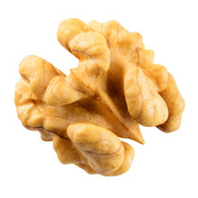 Walnut Kernel Isolated On White Background. With Clipping Path.