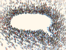 Large Group Of People Forming A Speech Bubble Symbol