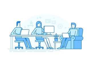 Poster - Coworking space with creative team