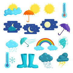 Poster - Weather icons set, cartoon style