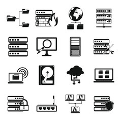 Poster - Big data icons set, simple style