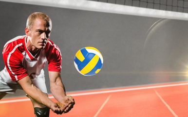 Poster - sportsman diving while playing volleyball