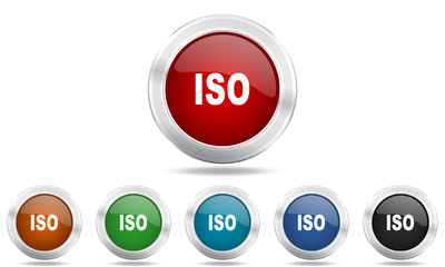 Poster - Web glossy colored vector iso icon set