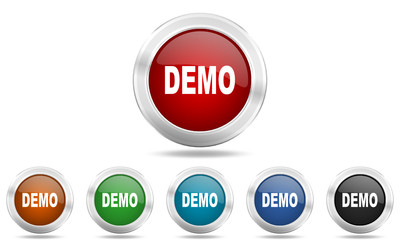 Poster - Web glossy colored vector demo icon set
