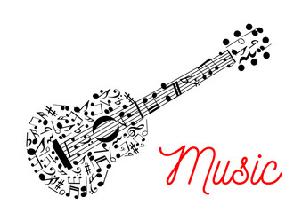 Sticker - Guitar composed of musical notes icon