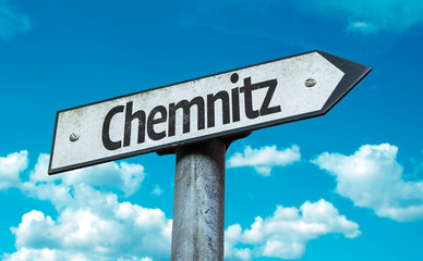 Wall Mural - Chemnitz road sign in a concept image
