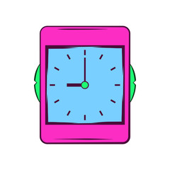 Poster - Pink alarm clock icon in cartoon style
