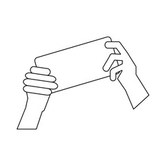 Poster - look in phone icon, outline style