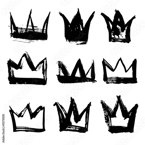 Photographie Set texture strokes thick paint in the form of a crown isolated