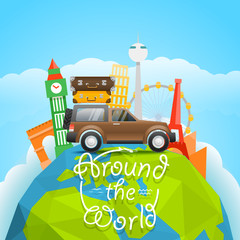 Poster - Vacation travelling concept. Vector travel illustration with the