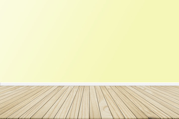 Sticker - Yellow Wallpaper interior The wall of residential buildings. On the floor plank parquetry style abstract concept design ideas.