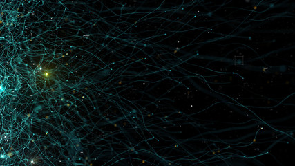 Fototapete - abstract background with particles randomly generated from the side of the screen