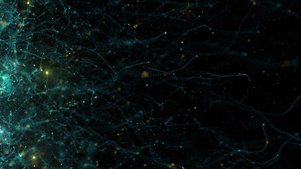 Fototapete - abstract background with particles randomly generated from the side of the screen