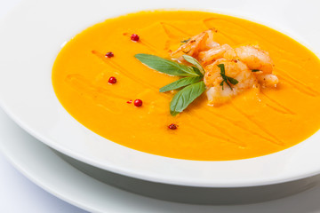 Wall Mural - soup with shrimps and decoration