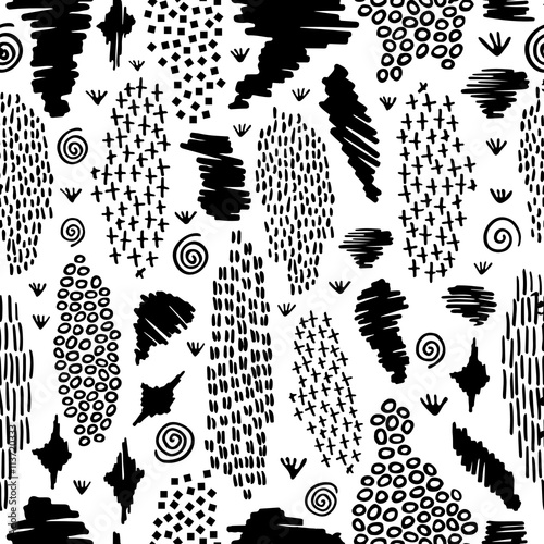 Naklejka - mata magnetyczna na lodówkę Tribal art seamless pattern in black and white