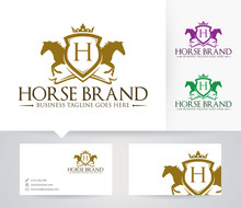 Horse Brand Vector Logo With Business Card Template
