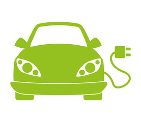 Eco automobile car with plug. Transportation icon. vector graphi