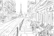 Street in paris -  sketch illustration concept