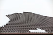© argot - Modern roof covered with tile effect PVC coated metal roof sheets with snow