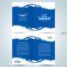 Brochure Design Template Booklet Water Aqua Splash Drops Blue