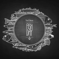 Wall Mural - Graphic ocean fish design