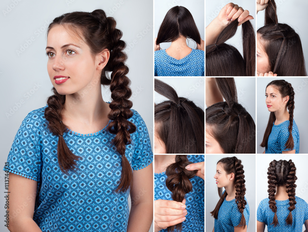 Easy Hairstyle Braids For Long Hair Tutorial Foto Poster