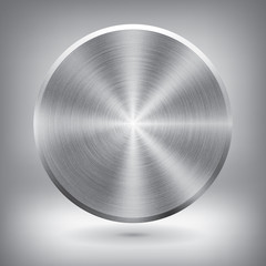 Poster - metal button, vector metallic texture, round element for you project design