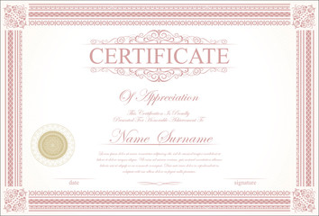 Wall Mural - Retro vintage certificate or diploma template