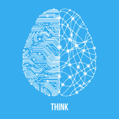 Cold analysis and bursting creativity paired together in brain and thinking concept. Human brain. Analytical brain. Creative brain. Human thinking. Analytical thinking, Creative thinking.