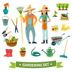 Canvas Print - Gardening Cartoon Set