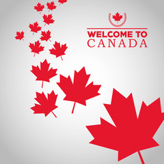 Sticker - Canadas County design. Maple leaf icon. Welcome concept