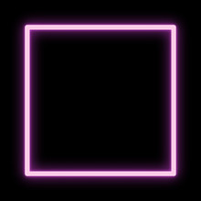 Neon Vector Frame Pink Square Glowing.