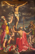 CREMONA, ITALY - MAY 24, 2016: The paint of Crucifixion with the saints Fermo, Jerome, and pope Geroge XIV from Cremona in Chiesa di San Agostino by Luca Cattapane (1596).