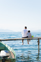 Father and son fishing