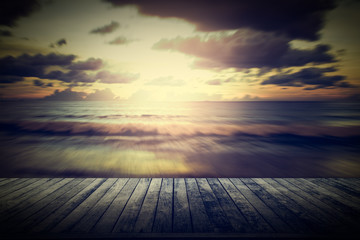 Wall Mural - Wooden pier with blurred motion seascape