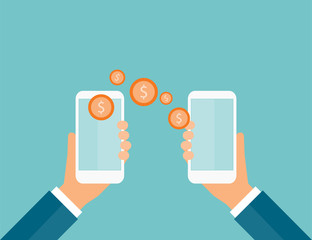 Poster - business money transfer  on  mobile and business  e payment concept