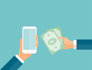Poster - business money transfer  on  mobile and business  mobile banking concept ans e payment concept