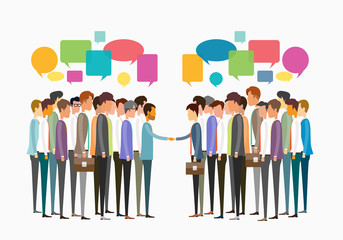 Poster - group people business meeting and business communication concept