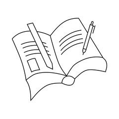 Poster - Book with pen and pencil icon, outline style
