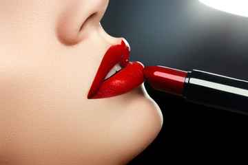 Wall Mural - Beauty lips. Beautiful lips close-up, great idea for the advertising