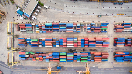 Wall Mural - Aerial view of Industrial shipping port in Thailand