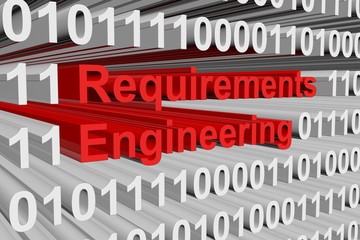 Requirements Engineering in the form of binary code, 3D illustration