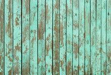 Texture Of Weathered Green Wooden Fence