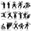 Negative Personalities Character Traits. Stick Figures Man Icons. Starting with the Alphabet H.