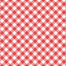 Seamless (you See 4 Tiles) Red Diagonal Gingham Fabric Cloth, Pattern, Swatch, Background, Texture Or Wallpaper. 
