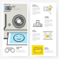 Wall Mural - business brochure flyer design layout template, with concept icons: photography