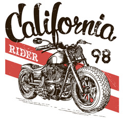 Wall Mural - illustration sketch motorcycle california t shirt prints