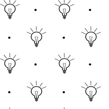 Black White Light Bulbs Seamless Vector Pattern Background Illustration