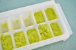 Making pesto in an ice cube tray
