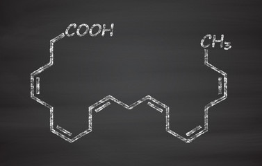 Sticker - Docosahexaenoic acid (DHA, cervonic acid) molecule. Polyunsatura fatty acid.